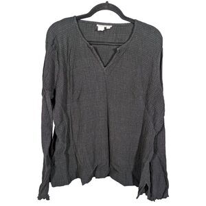 Isabella Bird Top Gray Tunic Long Sleeves V Neck Women's Size XL